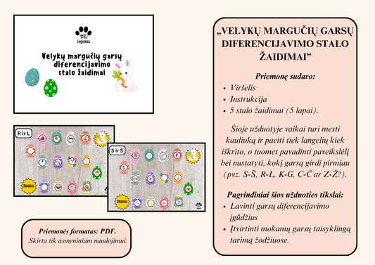 Velykų margučių garsų diferencijavimo stalo žaidimai